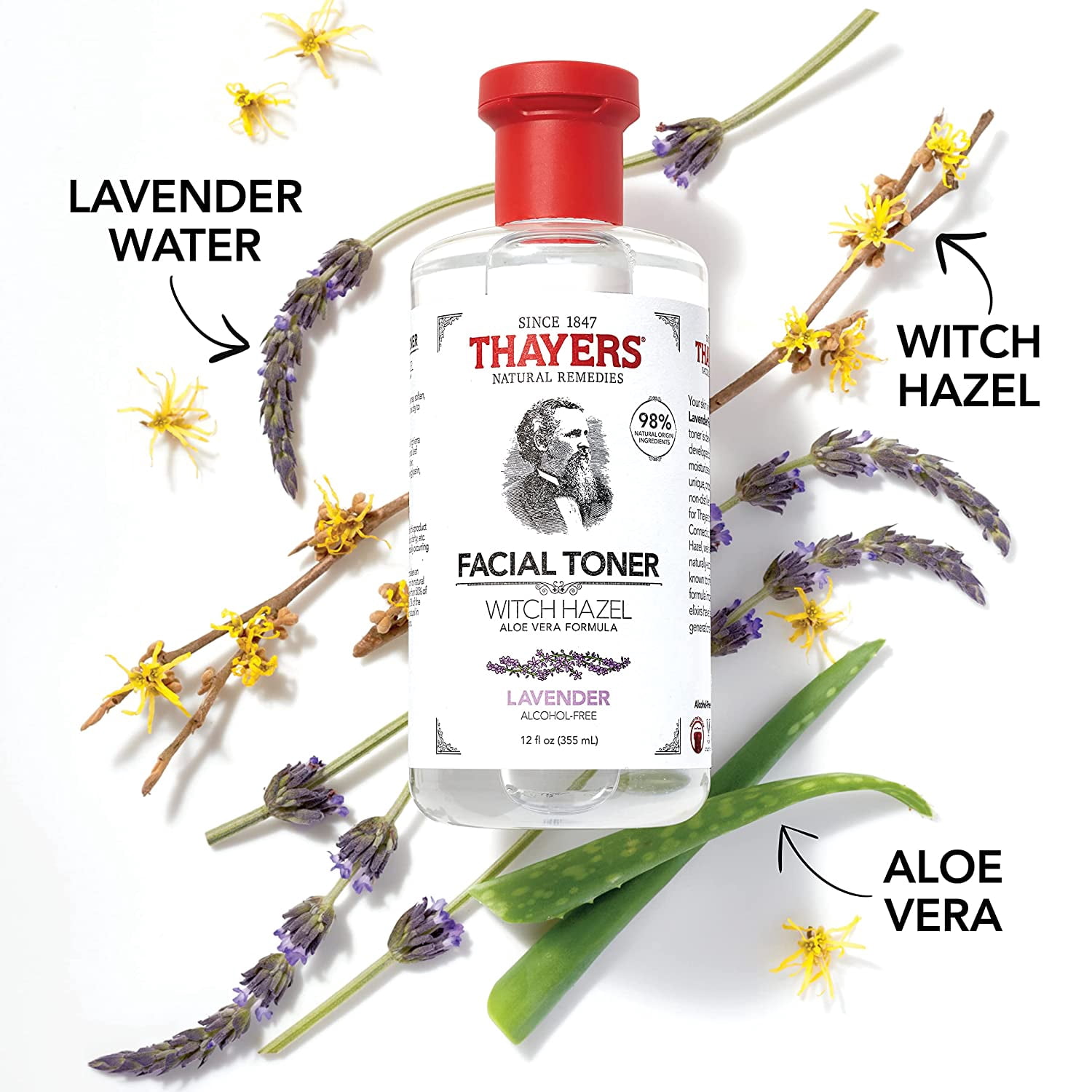Thayers Natural Remedies Facial Toner Witch Hazel, Lavender, 12oz, 12-Pack