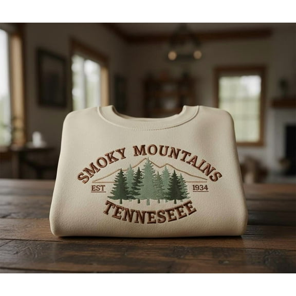 Custom Smoky Mountains Tennessee Embroidered Sweatshirt, National Park Outdoor Pullover, Hiking Travel Gift