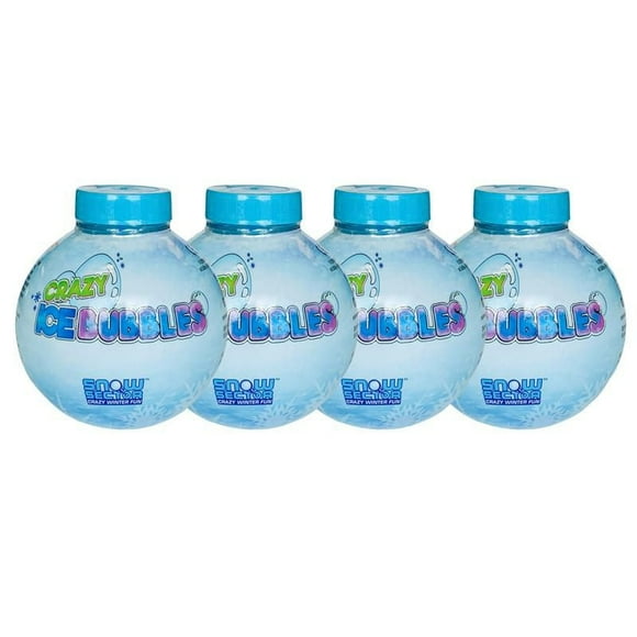 Crazy Ice Bubbles™ 4 pack - Special bubble solution made for winter time fun by Wishbone - Watch frozen bubbles, Catch them, Stack them and Watch Crazy Ice Bubbles fly far