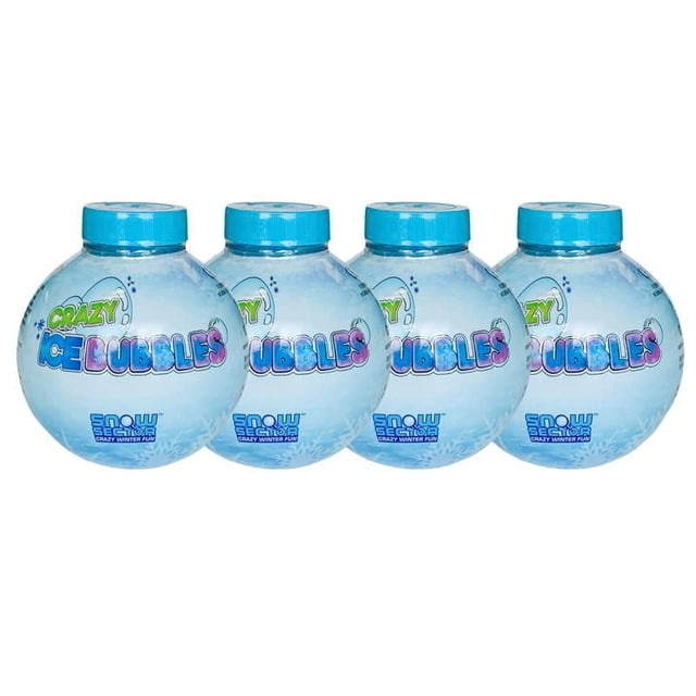 Crazy Ice Bubbles™ 4 pack - Special bubble solution made for winter time fun by Wishbone - Watch frozen bubbles, Catch them, Stack them and Watch Crazy Ice Bubbles fly far