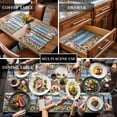 thumbnail image 2 of Pastoral Sunflower Farm Pig Placemats Set of 6,Wipeable Washable Table Mats for Dining Tables, Rustic Farmhouse Wood Board Place Mats for Kitchen Event Party Tabletop Decor, 2 of 9