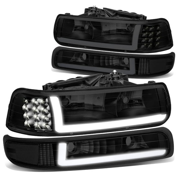DNA Motoring For 99-02 Chevy Silverado 1500 2500 HD LED DRL Headlight Bumper Lamps Smoked Pair