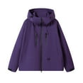 thumbnail image 1 of WEIYLL Womens Tops Plus Size Coat Lightweight Windproof Hooded Workwear Spring Raincoat Dark Purple Ladies Fall Blouses ,M, 1 of 2