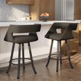 thumbnail image 3 of Amisco Metro 26.75" Polyester Swivel Counter Stool in Dark Brown Gray/Dark Brown, 3 of 3