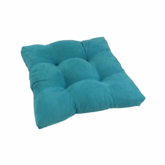 19-inch Squared Microsuede Tufted Dining Chair Cushion - Aqua Blue