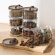 thumbnail image 4 of Tarro de especias sellado, organizador hermético para almacenar condimentos, redondo, apilable, transparente, con asa para encimera de cocina y despensa., 4 of 8
