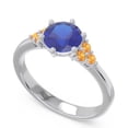 thumbnail image 2 of Diamond-Capitals 2.15 Carat Round Cut Blue Sapphire & Citrine Gemstone Luxurious Engagement Ring for her Solid 18K White Gold Size 9.5, 2 of 7