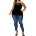 thumbnail image 2 of Agnes Orinda Velvet Camisole for Women's Plus Size Adjustable Strap Lace Sleeveless Cami Tank Tops, 2 of 6