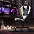 thumbnail image 7 of Homall Gaming Chair Massage Office Chair High Back PU Leather Chair with Footrest, White, 7 of 7