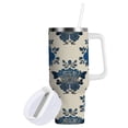 thumbnail image 2 of 40 oz Insulated Stainless Steel Tumbler Double Wall Stainless Steel Tumbler with 2-Way Drinking Elegant Blue Flowers Pattern, 2 of 9