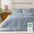 thumbnail image 3 of Bare Home Organic Cotton Duvet Cover Set, Percale Weave, Twin/Twin XL, Dusty Blue, 3 of 10