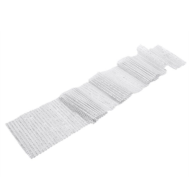 Rdeghly 2 Colors 24 Rows Mesh Ribbon Cake Roll Rhinestone Wrap Wedding Party Decoration, Rhinestone Mesh Ribbon,Mesh Ribbon