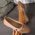 thumbnail image 2 of SuTry Women's Round Toe Flats Slip On Bow Detail Contrast Textured Upper Lightweight Comfortable Soft Sole Casual Walking Shoes(42), 2 of 9
