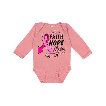 

Inktastic Faith Hope Cure Breast Cancer Awareness with Arrows Gift Baby Boy or Baby Girl Long Sleeve Bodysuit