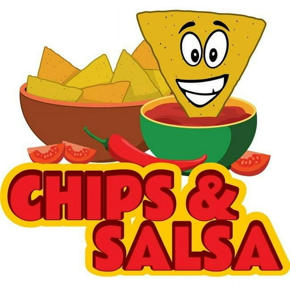 SignMission 8 in. Chips & Salsa Concession Decal Sign with Cart Trailer Stand Sticker Equipment