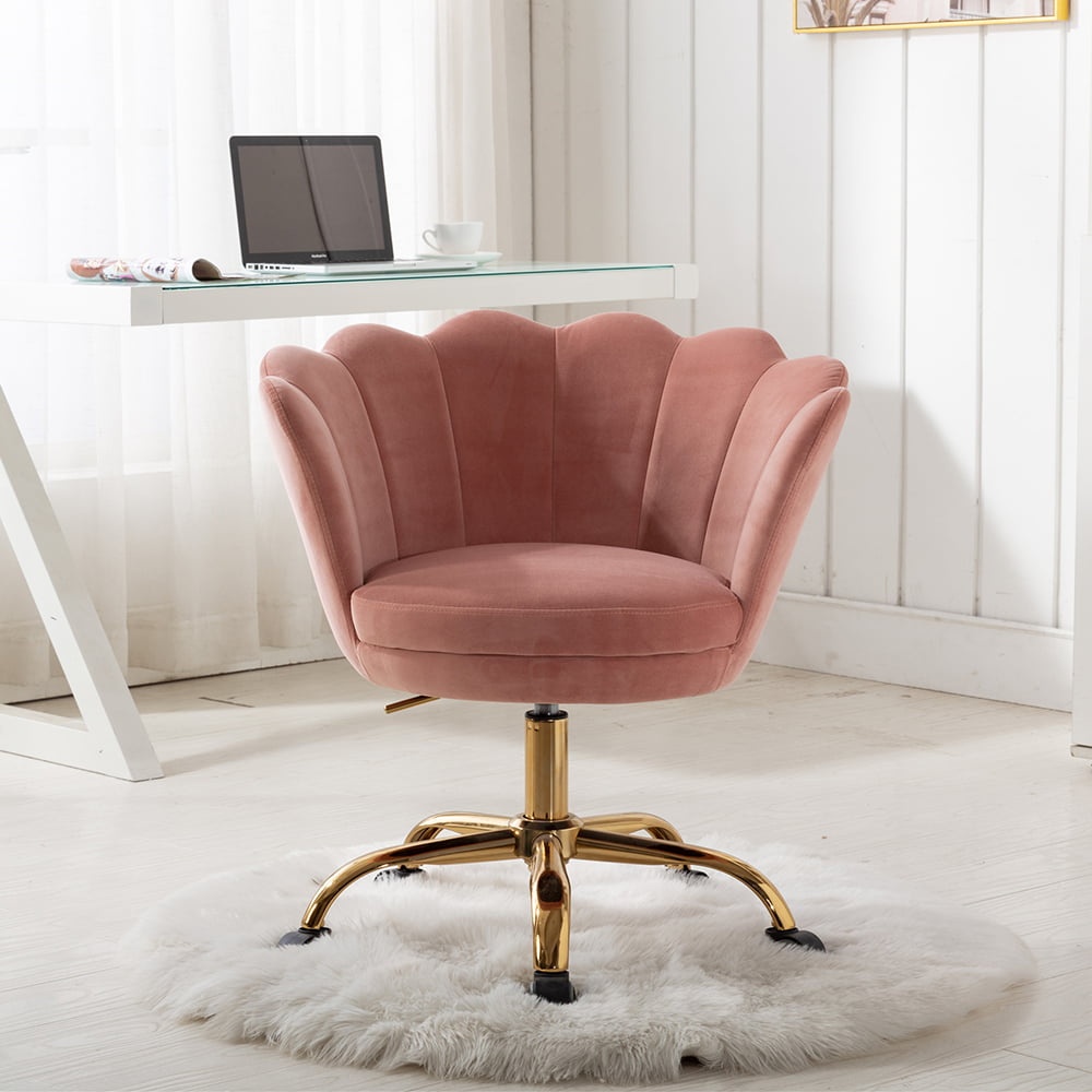 Velvet Office Chair, Modern Swivel Shell Vanity Chair with ...