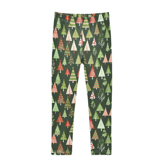 joogoo Girls' Leggings Retro Christmas Trees Yoga Pants 6T