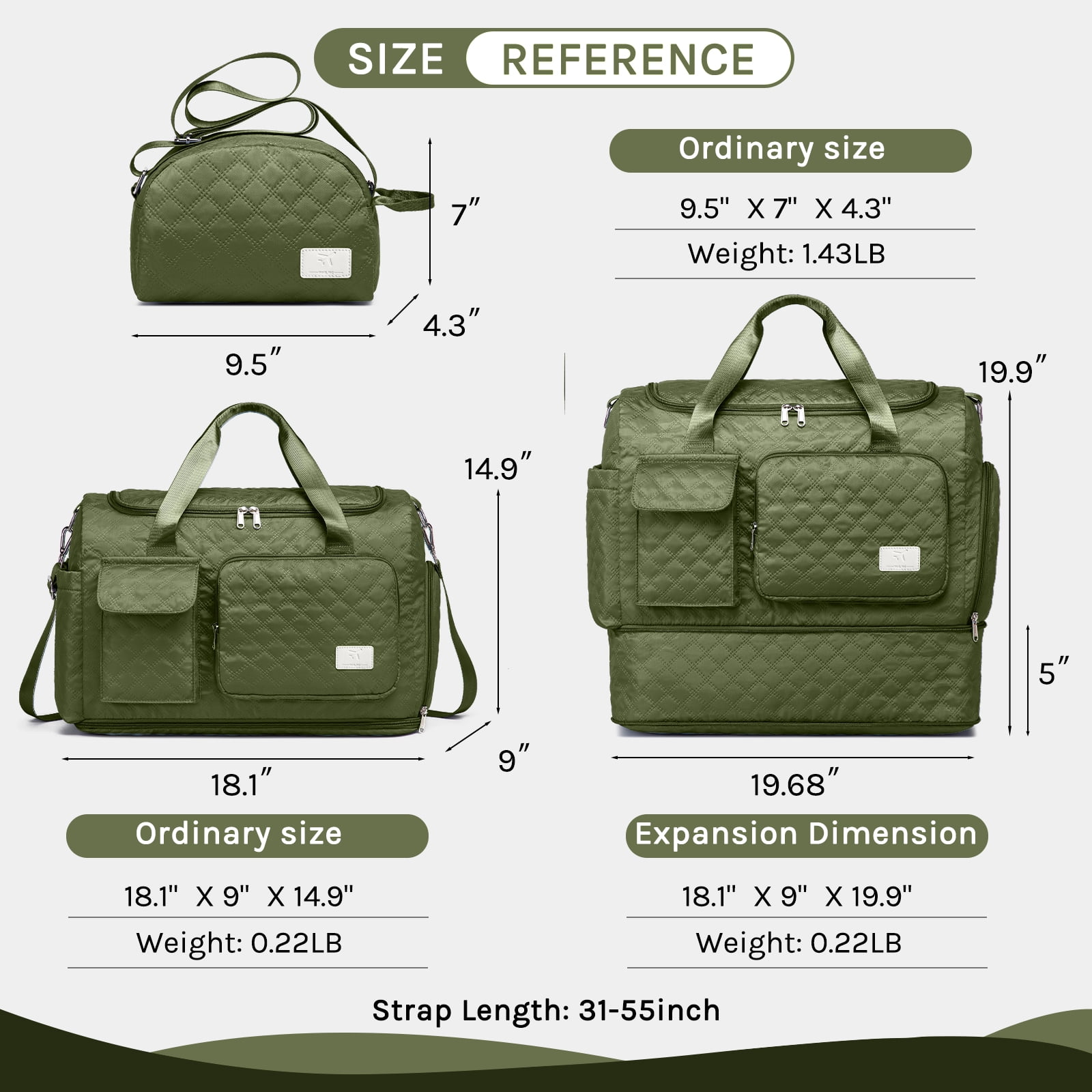 Joyway 2-Piece Expandable Foldable Duffle Bag Set with Wet Pocket and Shoe Compartment, Waterproof Travel and Gym Bags for Men & Women