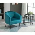 thumbnail image 2 of Metal and Velvet Blue Lounge Chair Vintage Style Living Room, 2 of 4