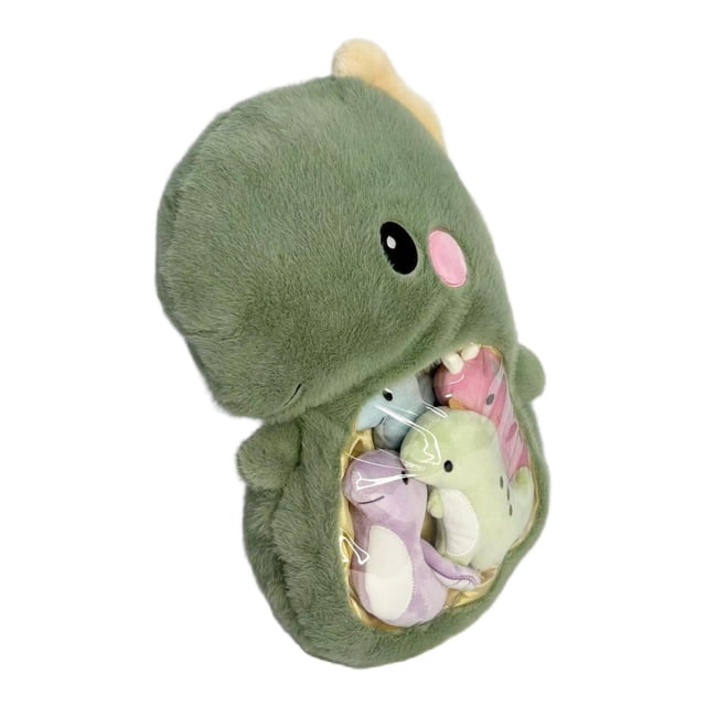 Juego de peluche de dinosaurio para niños, decoración interior de coche, adorable accesorio de fotografía verde, colección suave, regalo de cumpleaños