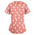 thumbnail image 5 of KDDYLITQ Easter Nursing Scrubs for Women Short Sleeve V Neck Bunny and Eggs Printed Soft Nurse Uniforms Carrots Spring Comfy Shirts with Pockets Red 3XL, 5 of 5