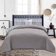 thumbnail image 2 of Hannah Linen Queen Quilt Set - Microfiber 4 Piece Quilt with 1 Shams and 2 Decorative Pillow (Queen, Dark Grey Azita), 2 of 9
