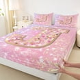 thumbnail image 3 of Feelyou Chic Pink Monogrammed J Bed Sheets, Glitter Mermaid Scale King Sheets, Dreamy Princess Cartoon Sheet Set, Lightweight Room Decor, 4pcs, 3 of 7