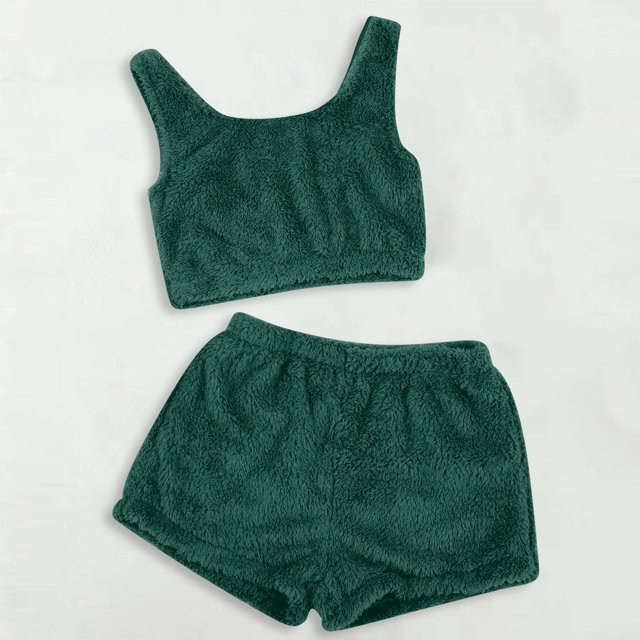MKLEKYY Conjunto Casual De Dos Piezas Para Mujer, Camiseta Sin Mangas Y Pantalones Cortos De Color Liso, Ropa De Dormir Cómoda Y Ropa De Estar Por Casa.