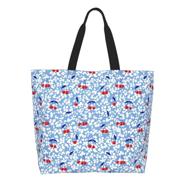 Disketp Red Cherries Bolsa Tote Estampada para Mujer, Bolso de Hombro y de Mano para Compras y Viajes