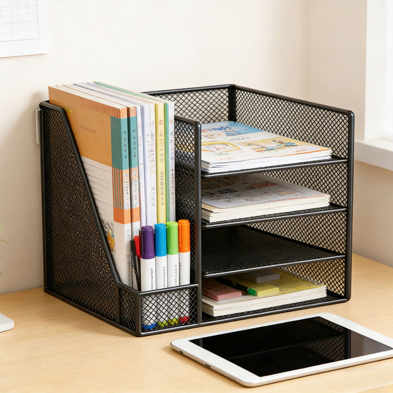 Desk Organizers 4-Tiers Desktop File Organizers Meshes Desk Accessories,File Sorters,Workspaces Organization Offices Supplies
