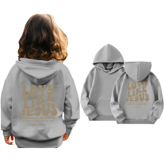 Kids Hoodies Jesus Loves You Hooded Sweatshirts Long Sleeve Graphic Hoodies Warm Oversize Pullover Top Faith Over Fear Hoodie Clothes for Teen Girls 5-6 Years Trendy Cute Boy Girl Clothing