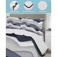 thumbnail image 4 of Quilts Twin Size Bedding Set, Navy Blue Ombre Lightweight Quilted Comforter, Modern Geometric Moire Abstract Art Soft Reversible Bedspread Coverlet with Pillow Covers for All Season, 68" x 86", 4 of 7