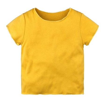 

Toddler Kids Baby Boys Girls Solid Color Short Sleeve Crewneck T-Shirts Tops Tee Clothes Children Fashion Dailywear Clothes
