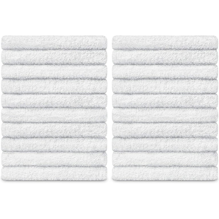 12 Pack of Cotton Washcloths - White with Colored Loops - 12 x 12