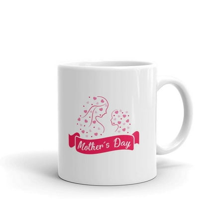 

Icon of a Mother and Her Daughter with Hearts Happy Motherâ€™s Day Coffee Tea Ceramic Mug Office Work Cup Gift 15 oz