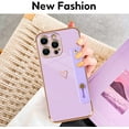 thumbnail image 5 of Compatible with iPhone 14 Pro Max Case for Women Girls,Soft TPU Cute Love Heart Plating Bumper Wristband Holder Bling Phone Case Slim Anti-Scratch Shockproof Luxury Case Cover(Elegant Purple), 5 of 14