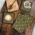 thumbnail image 5 of Green Bigfoot and Tree Pattern Kitchen Oven Mitt and Pot Holder Sets 4 Pcs for Baking, Cooking and Grilling, Heat Resistant Up To 392 °F, 5 of 7