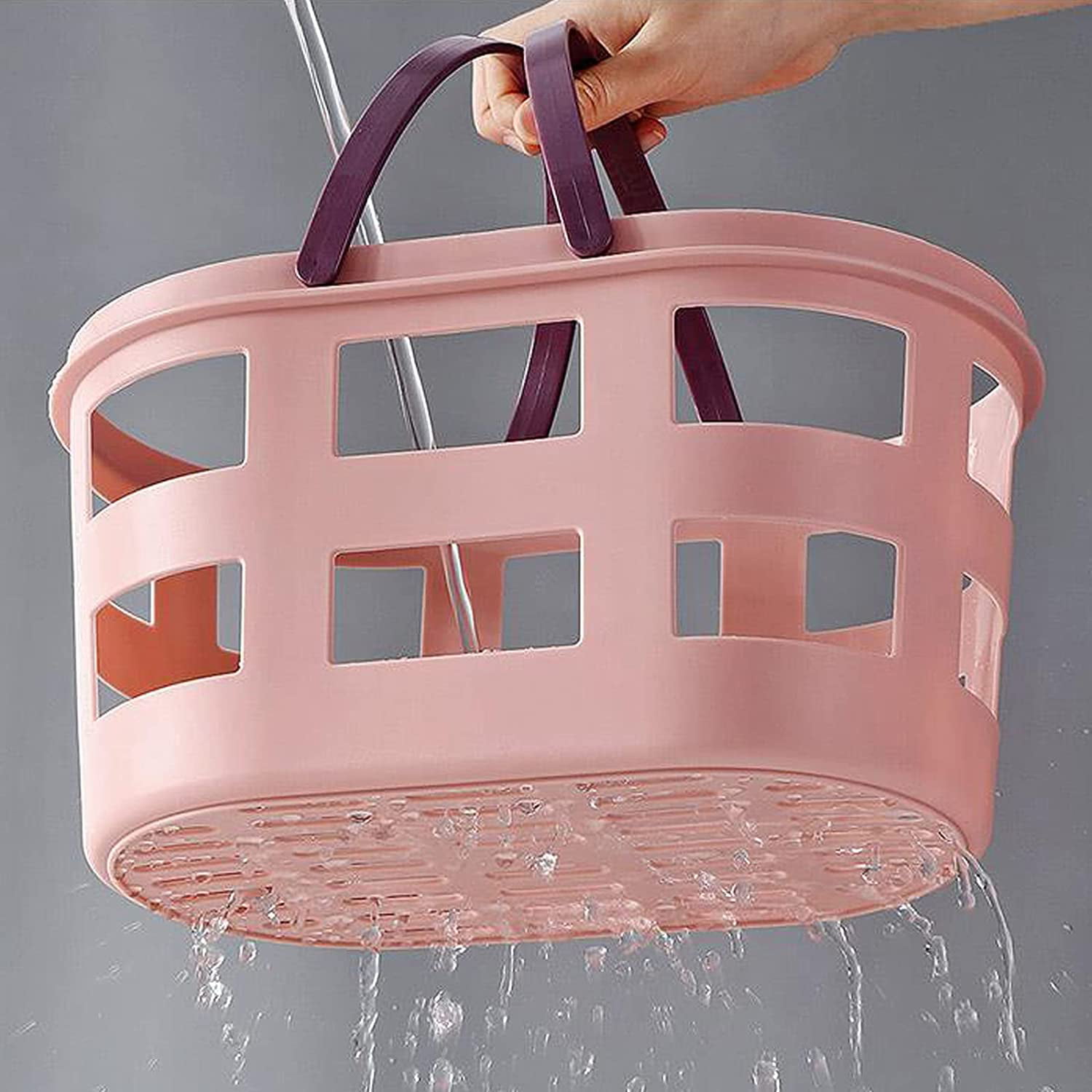 clberni Hanging Shower Caddy Plastic Hanging Shower Caddy Basket Portable Kitchen Organizer Storage Basket with Hook for Home Grey, Size: 9 x 5.1 x 5.5, Gray