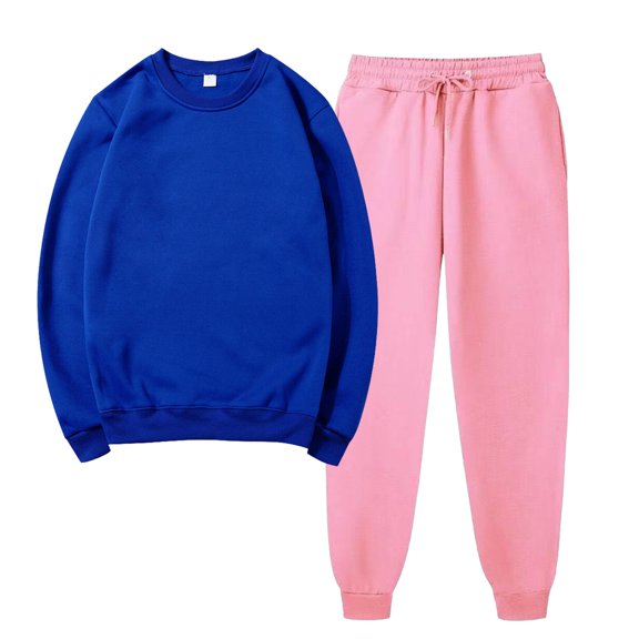 Lilgiuy Womens Long Sleeve Pullover Sweatshirt and Sweatpants Tracksuit Sports Sets Teen Girls Cute Solid Color Leisure Sets for Outdoor Activities