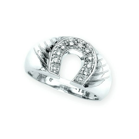 10K White Gold 1/6 ct. Diamond Horse Shoe Men's Ring