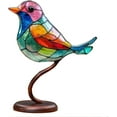 thumbnail image 5 of Rungungde Stained Glass Birds On Branch - Double Sided Multicolor Metal Birds Craft Statue Desktop Ornaments, Flat Stained Glass Birds Art Sculpture for Home Office Bedroom Decorations, 5 of 12