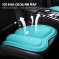 thumbnail image 5 of Fundas universales para asientos de coche, delanteras y traseras, color azul, transpirables, impermeables, juego completo de alfombrillas de seda de hielo para coche, protector verde, 5 of 5