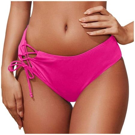 OJSFQUFP Push up Bathing Suits for Women Hot Pink Women High Waist Bikini Bottoms Swim Briefs Beach Shorts High Cut Swim Bottom Full Coverage Swimsuit Bottom Sports Yoga Shorts Swimbottom XXL