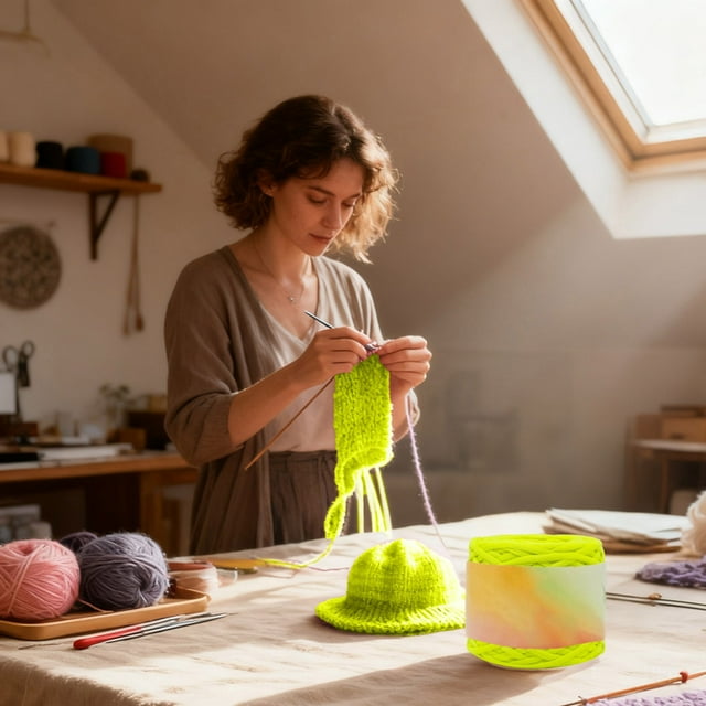 DIY Knitting and Crochet Glow Yarn for Beginners – Soft Reactive Polyester Craft Thread for Home and DIY Projects