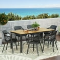 thumbnail image 2 of Boggio Wood and Resin Outdoor 7 Piece Dining Set, Black and Teak, 2 of 13