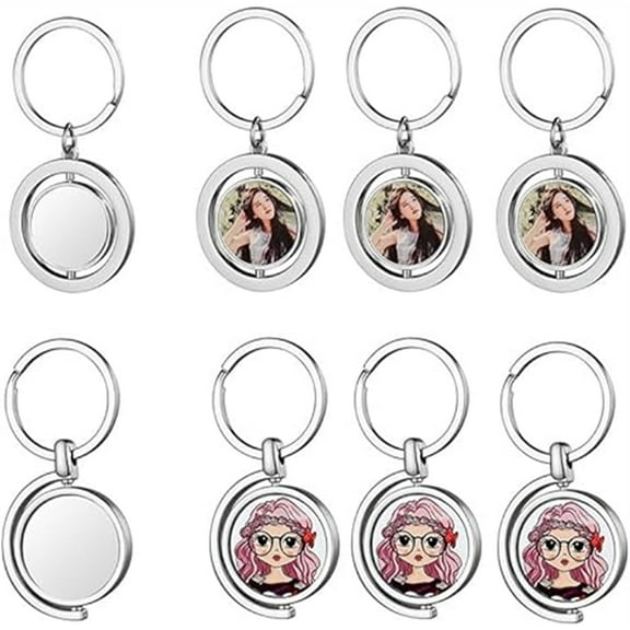 30pieces Sublimation Keychains Blank Rotate Key Chains DIY Keyrings Double Side Personalized Gifts