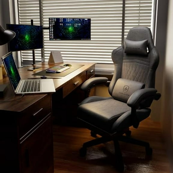 GTPLAYER Gaming Chair with Speakers, Video Game Chairs with Footrest, PC Gamer Chairs for Adults - Padded High Back Ergonomic Reclining Silla Gamer, Linkage Armrest, Ace Pro, Grey