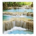 thumbnail image 3 of Ambesonne Scenery Shower Curtain, Rock Stairs in Forest, 69"Wx84"L, Blue and Green, 3 of 5