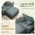 thumbnail image 6 of Lunale Oversized Lounge Chair & Ottoman Set - 48" Cloud Corduroy Accent Armchair for Modern Living/Bedroom, Gray Corduroy, 6 of 9