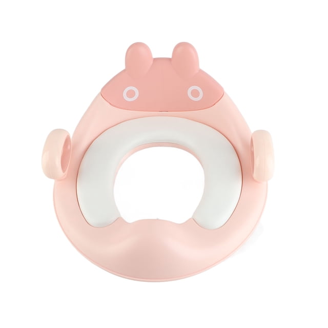 Asiento de orinal para niños, suave, a prueba de salpicaduras, antideslizante, con asas, color rosa